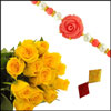 Rose Pearl Rakhi - JPNJ-628 (single) + Yellow Roses - Click here to View more details about this Product